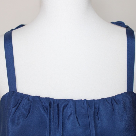 Parker Stealth Blue Tie Popover Mini Dress Large - Picture 8 of 13